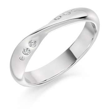 Platinum 6-Stone Diamond Twist Wedding Ring