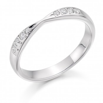 Platinum 8-stone Diamond Ribbon Shaped Wedding Ring