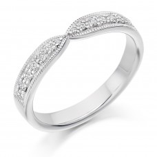 Platinum 14-stone Diamond Ribbon shaped Wedding Ring