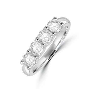 Platinum Four Diamond V-claw Eternity ring