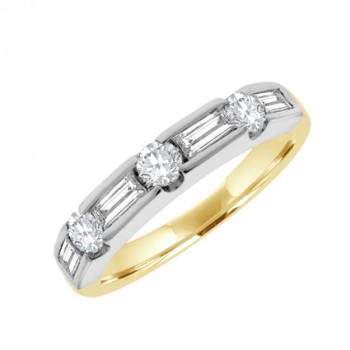 18ct Gold 7-stone Brilliant & Baguette Diamond Eternity Ring