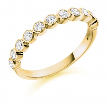 18ct Gold 11-stone Rubover Eternity Ring