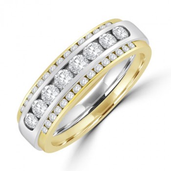18ct Gold Two-tone Diamond Triple row Eternity Ring