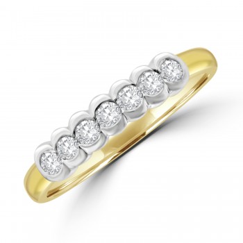18ct Gold 7-stone Diamond Rubover Eternity Ring