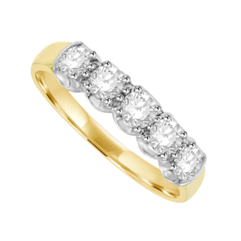 18ct Gold 5-stone .77ct Diamond Loopy Claw Eternity Ring