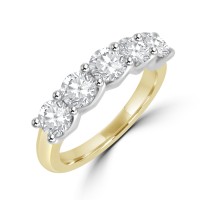 18ct Gold and Platinum 5-Diamond 1.50ct V-Claw Eternity Ring