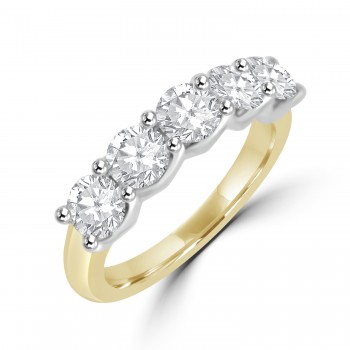 18ct Gold & Platinum 5st 1.00ct Diamond V-Claw Eternity Ring