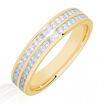 18ct Gold Double Row Princess cut Diamond Eternity Ring