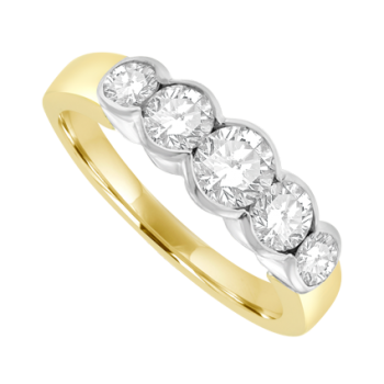 18ct Gold 5-stone 1.20ct Diamond Rubover Eternity Ring