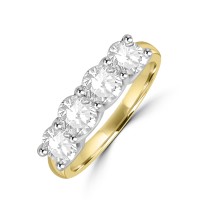 18ct Gold Platinum Four stone Diamond V-claw Eternity ring