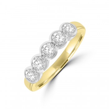 18ct Gold 5-stone .81ct Diamond Rubover Eternity Ring