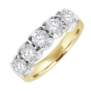 18ct Gold 5-stone 1.10ct Diamond Loopy Claw Eternity Ring