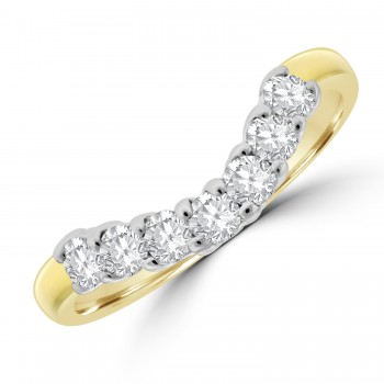 18ct Gold 7-stone .43ct Diamond Bow Shaped Eternity Ring