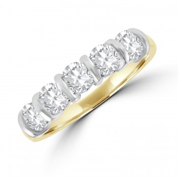 18ct Gold 5-stone 1.04ct Diamond Bar set Eternity Ring