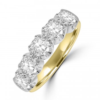 18ct Gold and Platinum 5-stone 2.02ct Diamond Eternity ring