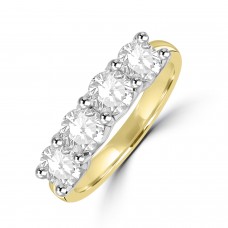 18ct Gold Platinum 4-stone 1.55ct Diamond V-claw eternity ring