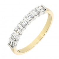 18ct Gold Seven Stone Diamond Bar set Eternity ring