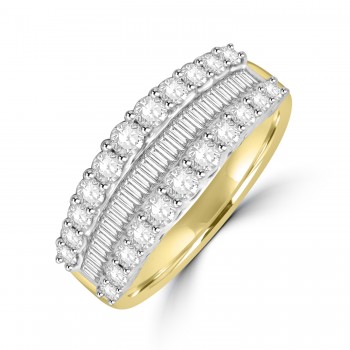 18ct Gold Platinum Baguette Diamond Broad Band Eternity ring
