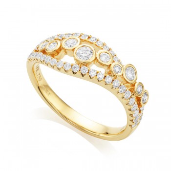 18ct Gold Diamond Three-row Wave Eternity ring