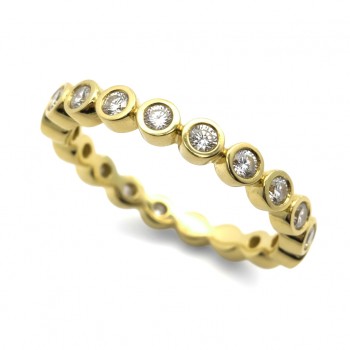 18ct Gold 16-stone Diamond Rubover Wedding / Eternity ring