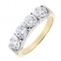 18ct Gold Platinum Four Diamond Bar Set Eternity ring