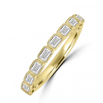 18ct Gold Emerald cut Diamond Bezel Eternity ring