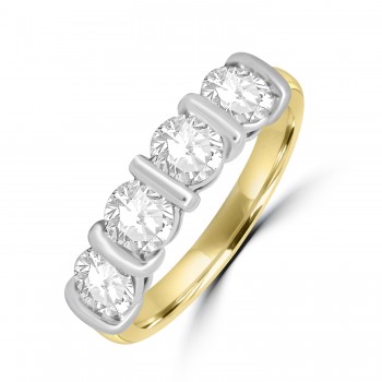 18ct Gold Platinum Four stone FSi1 Diamond Bar set Eternity ring