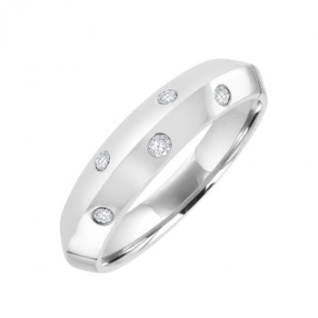 18ct White Gold Diamond Knife-Edge Wedding Ring