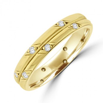 18ct Gold Diamond Full Patterned Wedding Ring