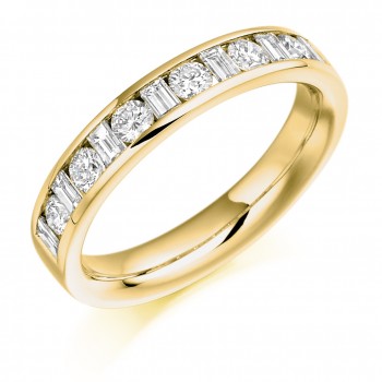 18ct Gold Baguette & Brilliant cut Diamond Eternity Ring