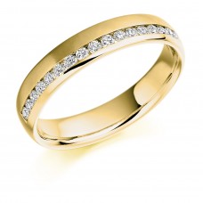18ct Gold Diamond Offset Channel Wedding Ring