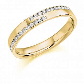18ct Gold Double Row Diamond Overlap Wedding Ring
