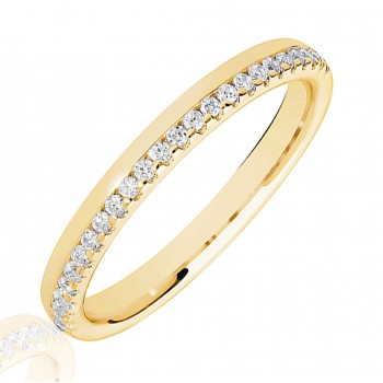 18ct Gold .15ct Diamond Offset Wedding Ring