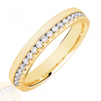 18ct Gold .33ct Diamond Offset Wedding Ring