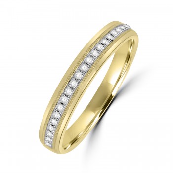 18ct Gold Diamond Millegrain Wedding ring