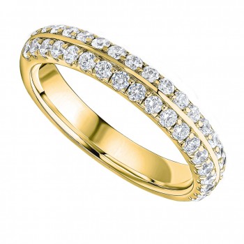 18ct Gold Double Row Diamond Knife Edge Eternity Ring