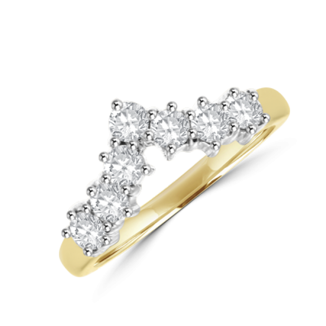 9ct White Gold Double Row Diamond Wishbone Ring - 20pts - D72105 | F.Hinds  Jewellers