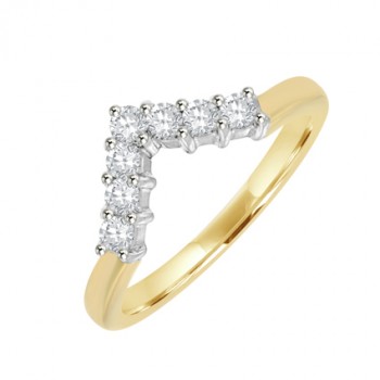 18ct Gold 7-stone Diamond Wishbone ring