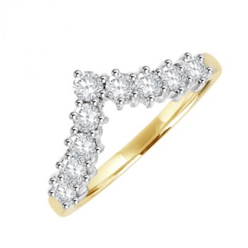 18ct Gold 9-stone Diamond Wishbone Shaped Eternity ring