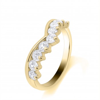 18ct Gold Diamond Wishbone Offset Eternity ring