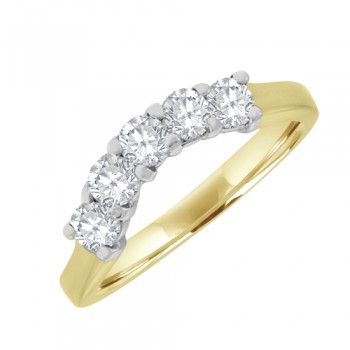 18ct Gold Five Diamond Bow Shaped Eternity ring
