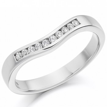 18ct White Gold Ten Diamond Bow shaped Wedding Eternity ring