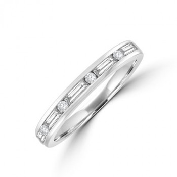 18ct White Gold Baguett & Brilliant cut Diamond Eternity Ring