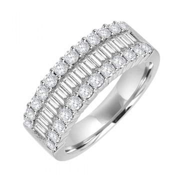 18ct White Gold Three-row Baguette Diamond Eternity Ring