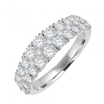 18ct White Gold 3row Diamond Eternity Style Ring
