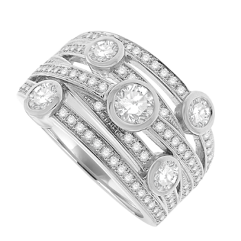 18ct White Gold Diamond Bubble Broad band Eternity ring