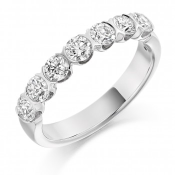 18ct White Gold Seven-stone Diamond Half Rubover Eternity Ring
