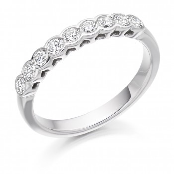 18ct White Gold 9-stone Diamond Rubover Eternity Ring