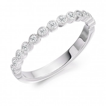 18ct White Gold Rubover Millegrain Diamond Eternity Ring