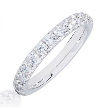 18ct White Gold .75ct Diamond French Pave Eternity Ring